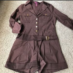 NWOT Brown Annabelle Shorts Romper Size Large